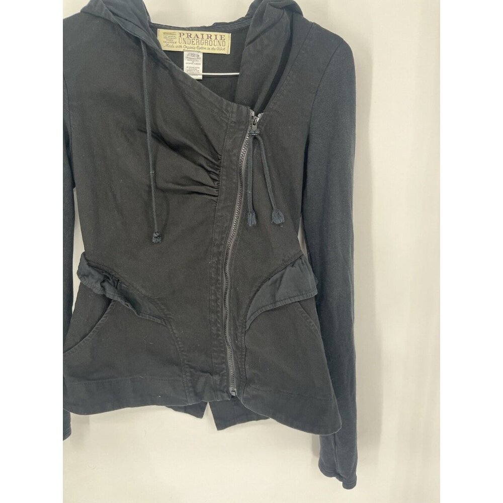 Prairie Underground Graphite Hooded Zip Jacket Size‎ S Organic Cotton USA Made - Picture 3 of 5